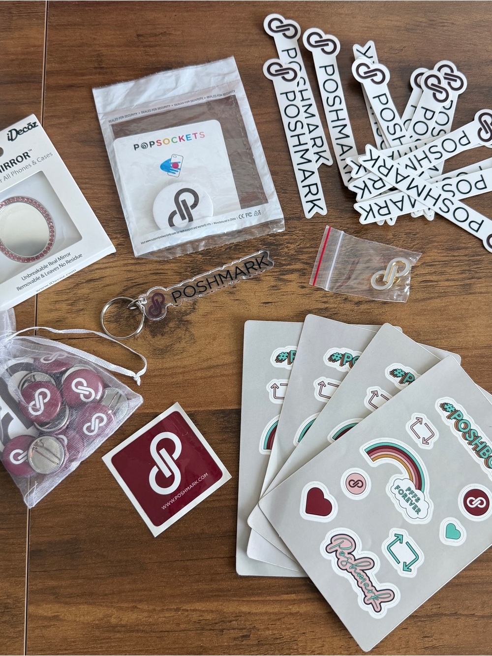 Poshmark swag Kit - stickers buttons keychain popsocket posh swag